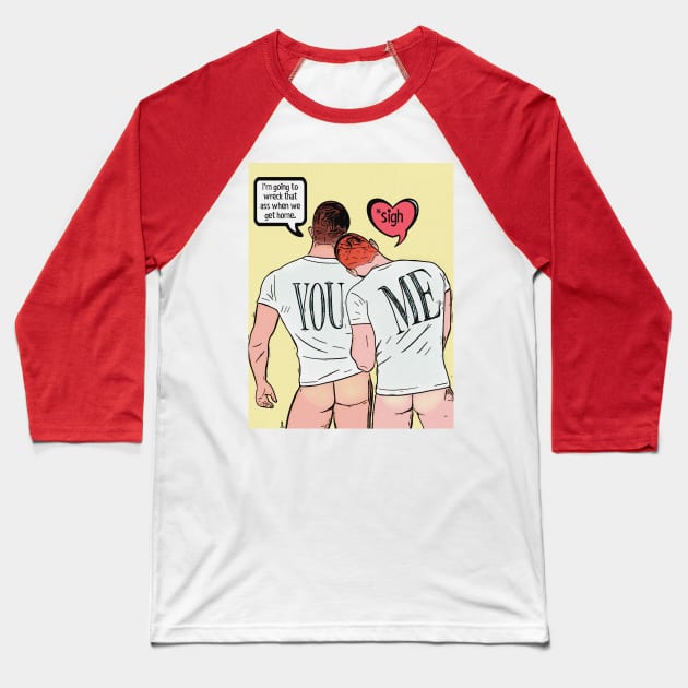 You & Me Comic Baseball T-Shirt by JasonLloyd